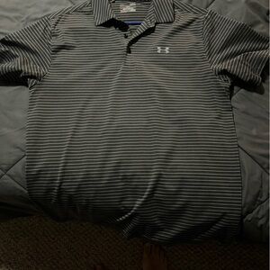 Under Armour Men's Polo Shirt - Black and White Stripes